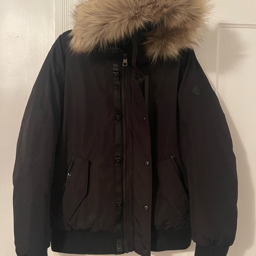 Men’s Calvin Klein Black Fur Hooded Jacket